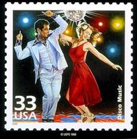 A US 'Celebrate the Century' stamp featuring disco dancers